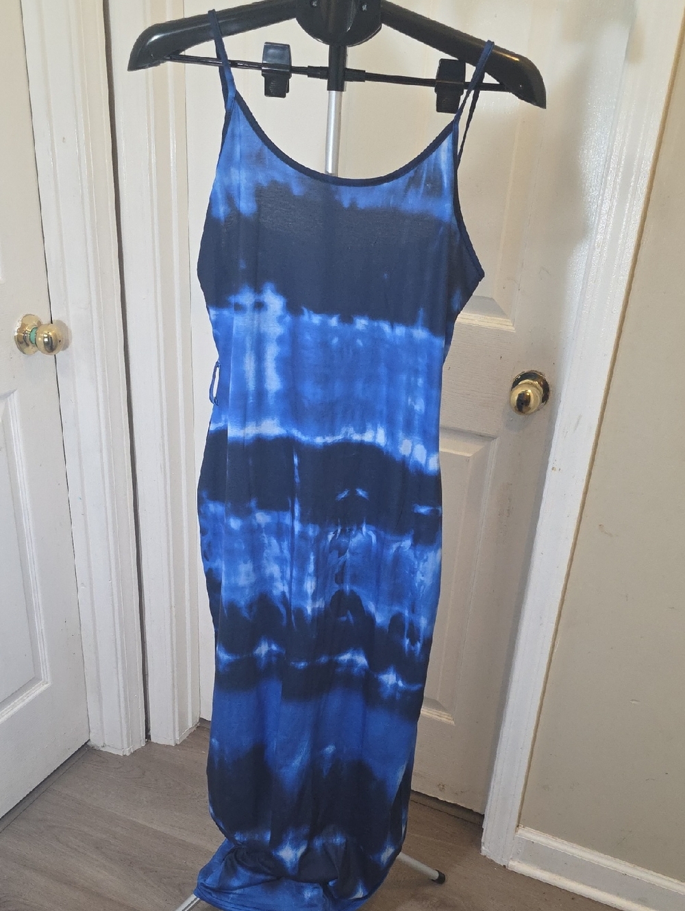 Blue Tie-Dye Spaghetti Strap Maxi Dress